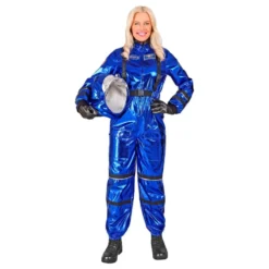 Astronautin sininen Metallic-naamiaisasu naisille