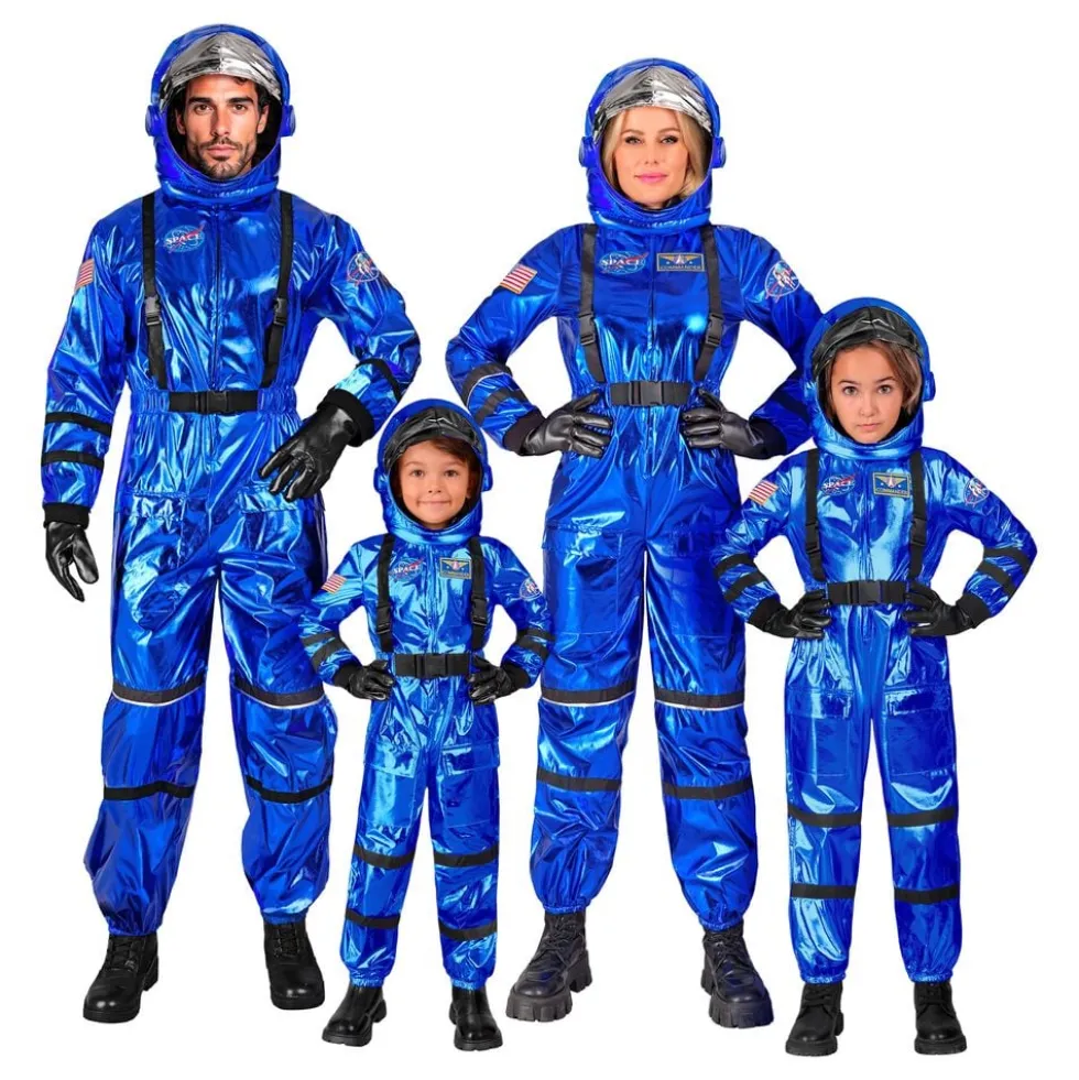 Astronautin sininen Metallic-naamiaisasu naisille