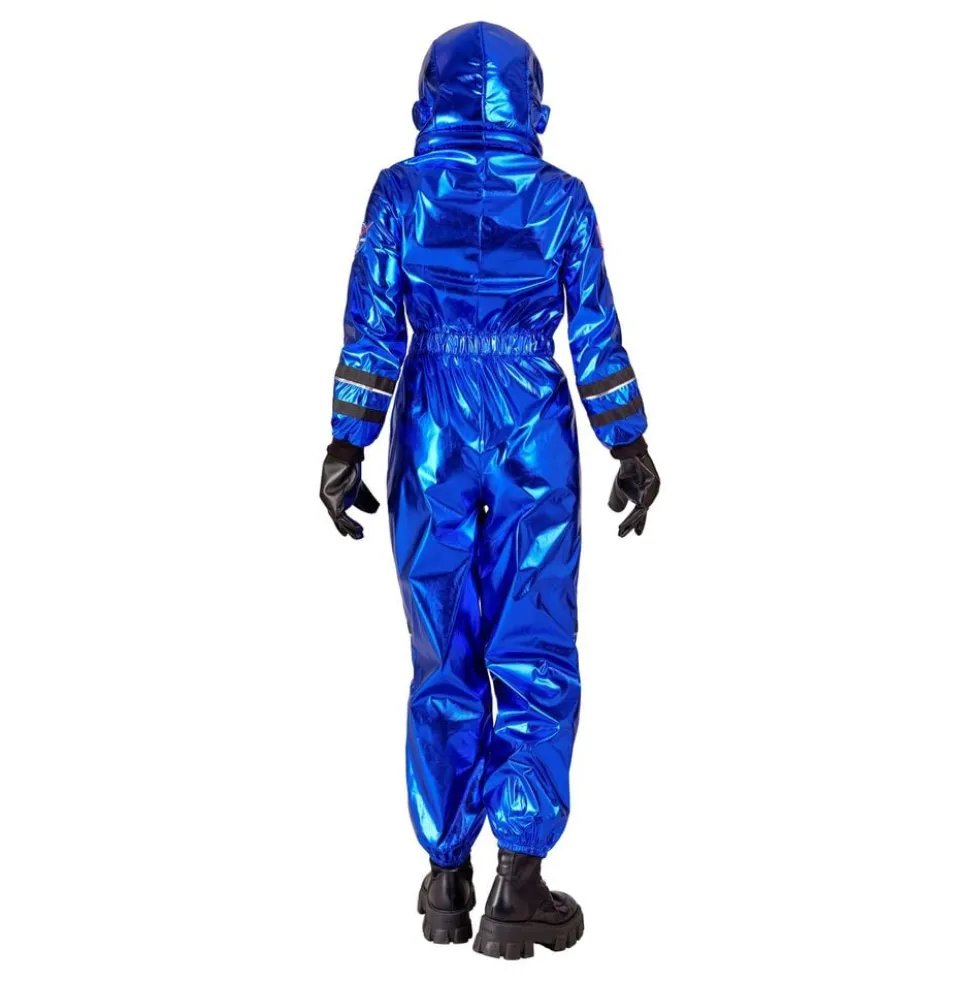 Astronautin sininen Metallic-naamiaisasu naisille