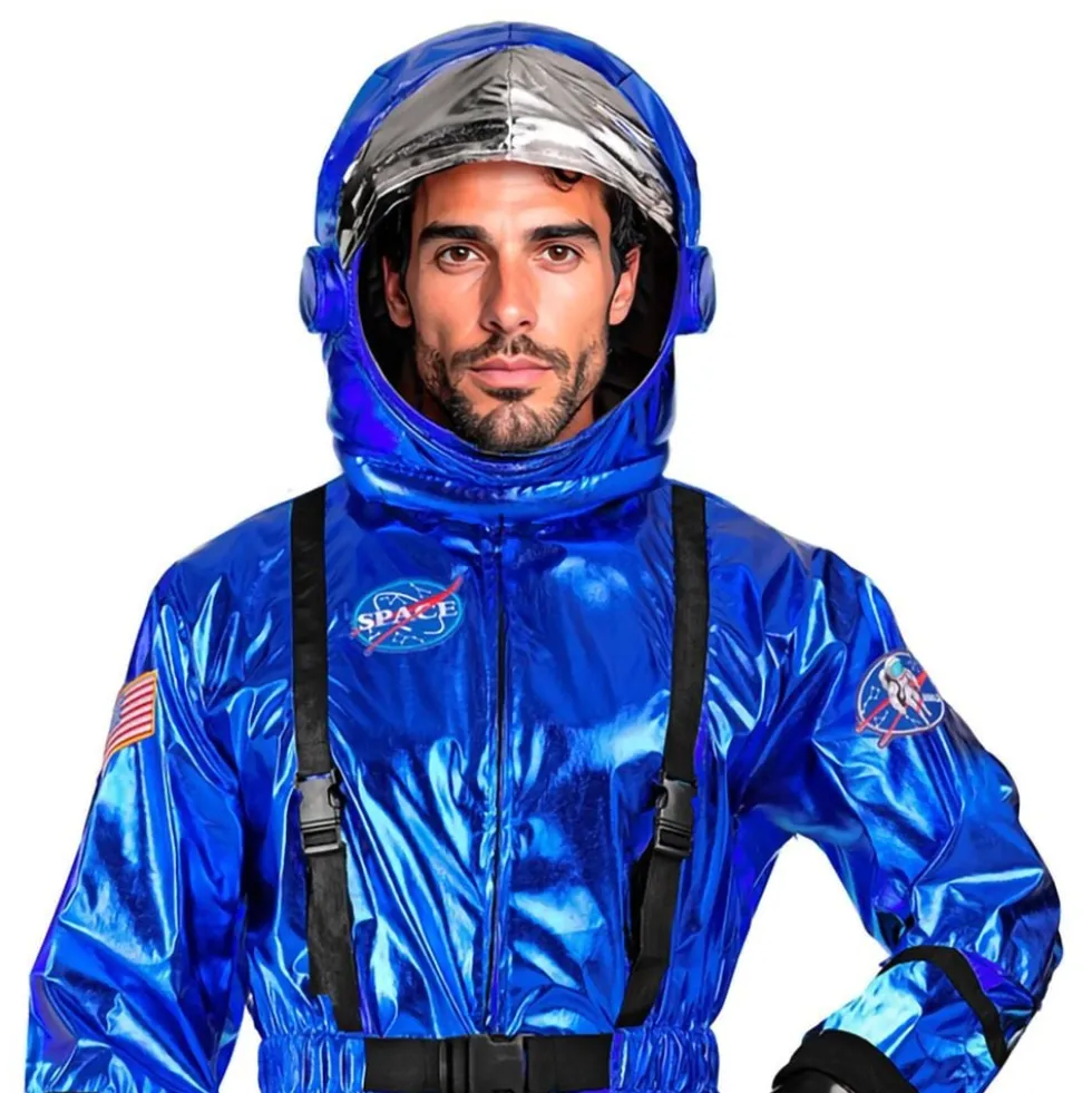 Astronautin Sininen Metallic Miesten Naamiaisasu