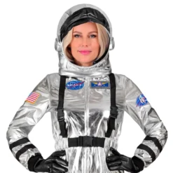 Astronauttihopea Metallic Naisten Naamiaisasu