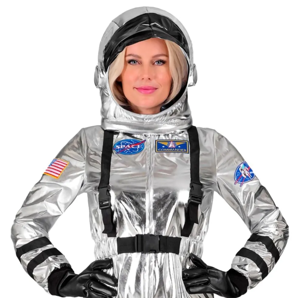 Astronauttihopea Metallic Naisten Naamiaisasu