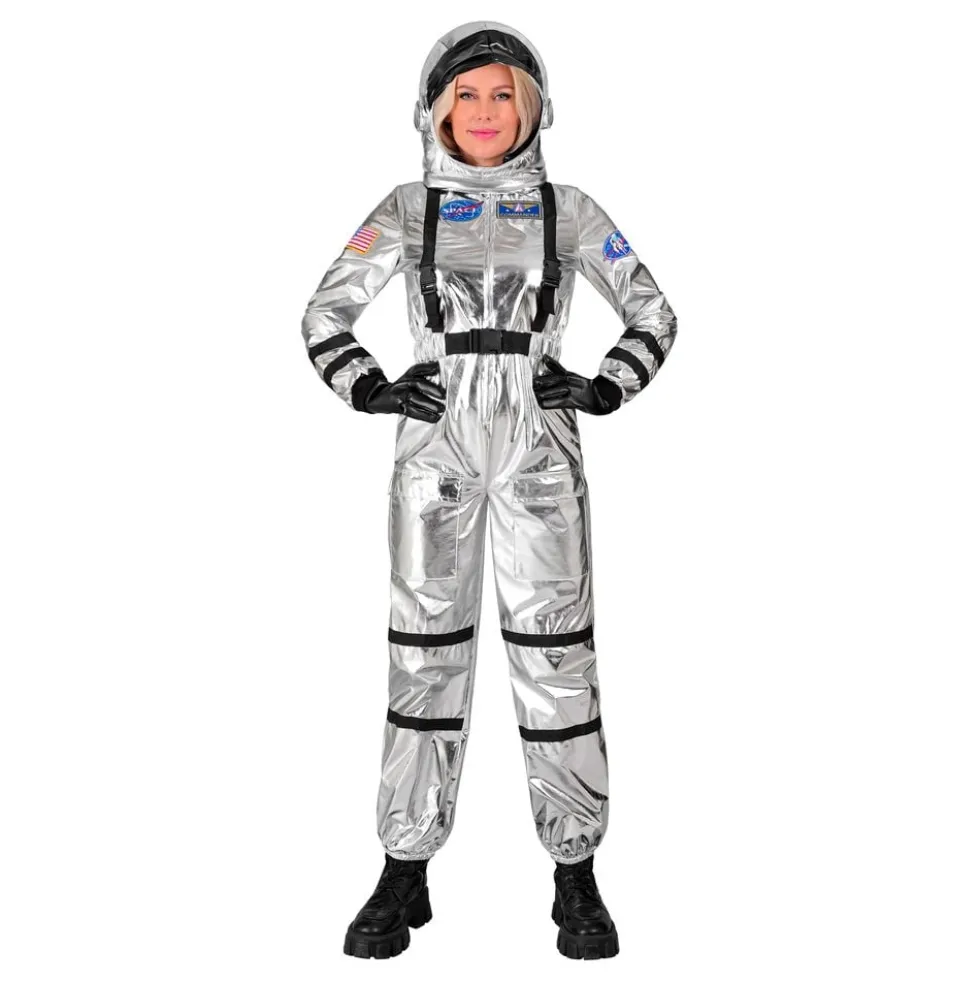 Astronauttihopea Metallic Naisten Naamiaisasu