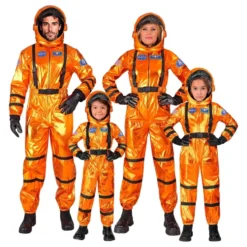 Astronautti Orange Metallic Miesten Naamiaisasu