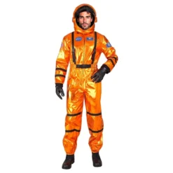 Astronautti Orange Metallic Miesten Naamiaisasu