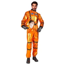 Astronautti Orange Metallic Miesten Naamiaisasu