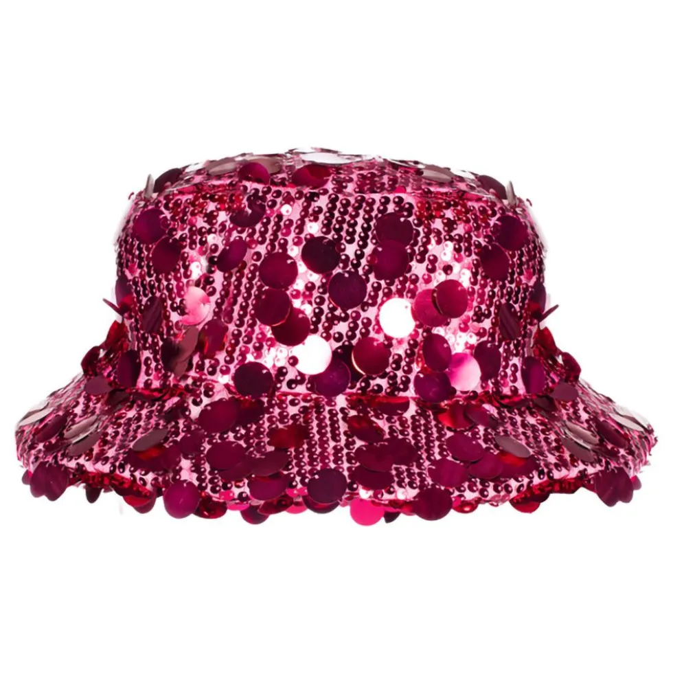 Bucket Hat Paljetit Neonvaaleanpunainen