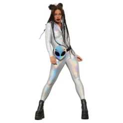 Catsuit Silver Holographic Naamiaisasu