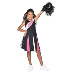Cheerleader Musta/Vaaleanpunainen Lasten Naamiaisasu