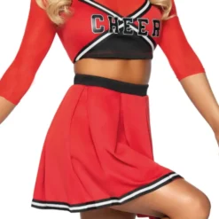 Cheerleader Punainen Deluxe Naamiaisasu