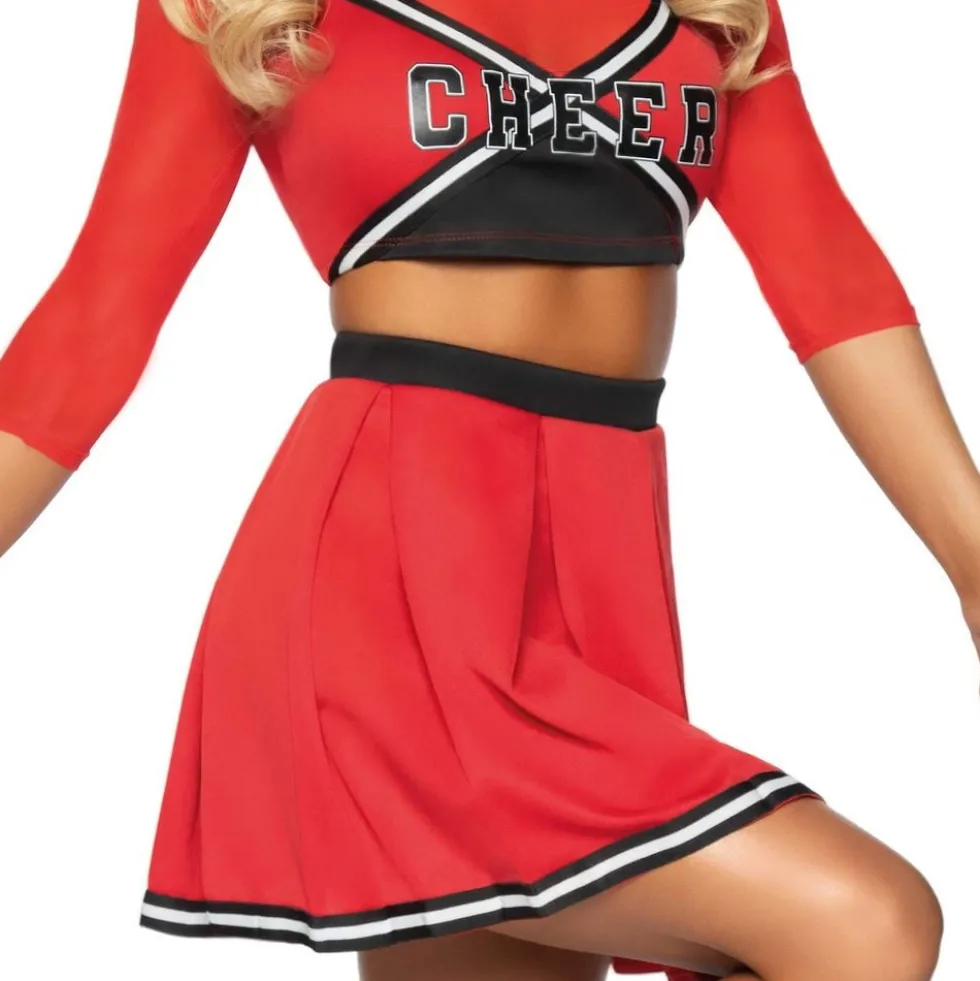 Cheerleader Punainen Deluxe Naamiaisasu