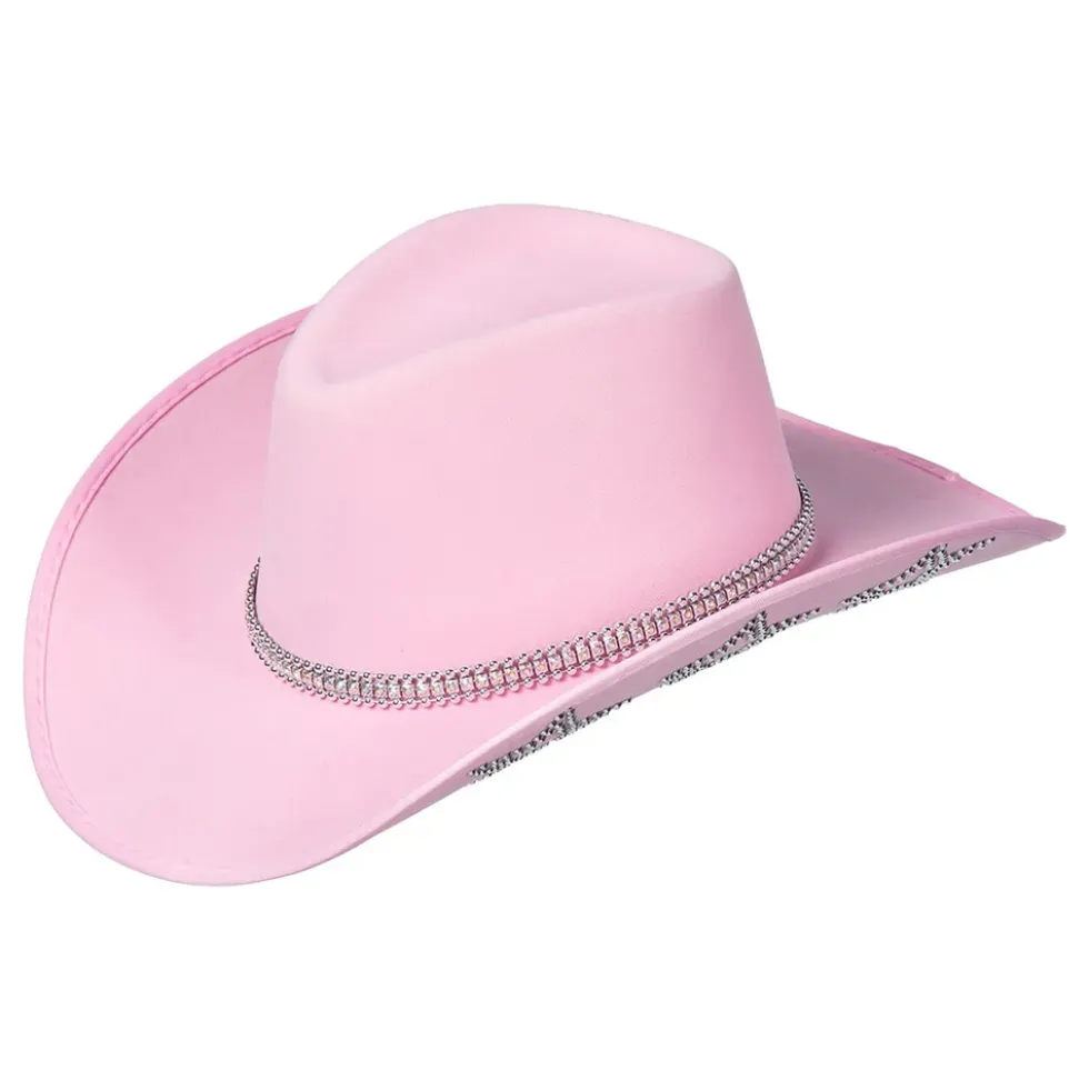 Cowboyhattu vaaleanpunainen kimalletähdillä