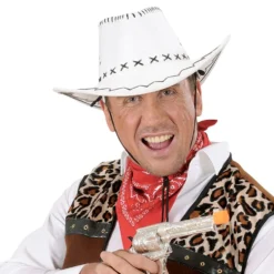 Cowboyhattu Valkoinen Mustalla Ompeleella