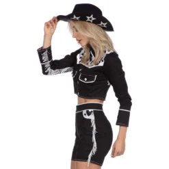 Cowgirl Shortseilla Musta Naamiaisasu