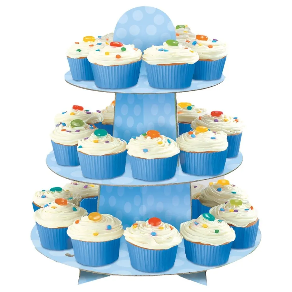 Cupcakes-teline Baby Shower Sininen