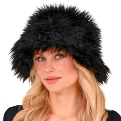 Fluffy Bucket Hat Musta