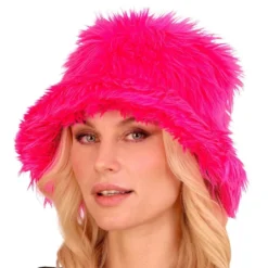 Fluffy Neonpinkki Bucket Hat -hattu