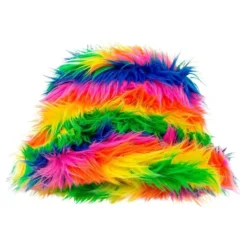 Fluffy Rainbow Bucket Hat