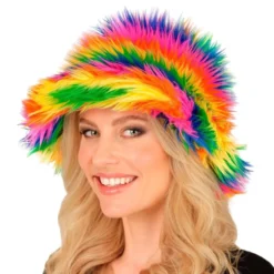 Fluffy Rainbow Bucket Hat
