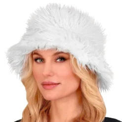 Fluffy Valkoinen Bucket Hat