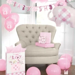 Folioilmapallo Baby Shower Vaaleanpunainen Elefantti