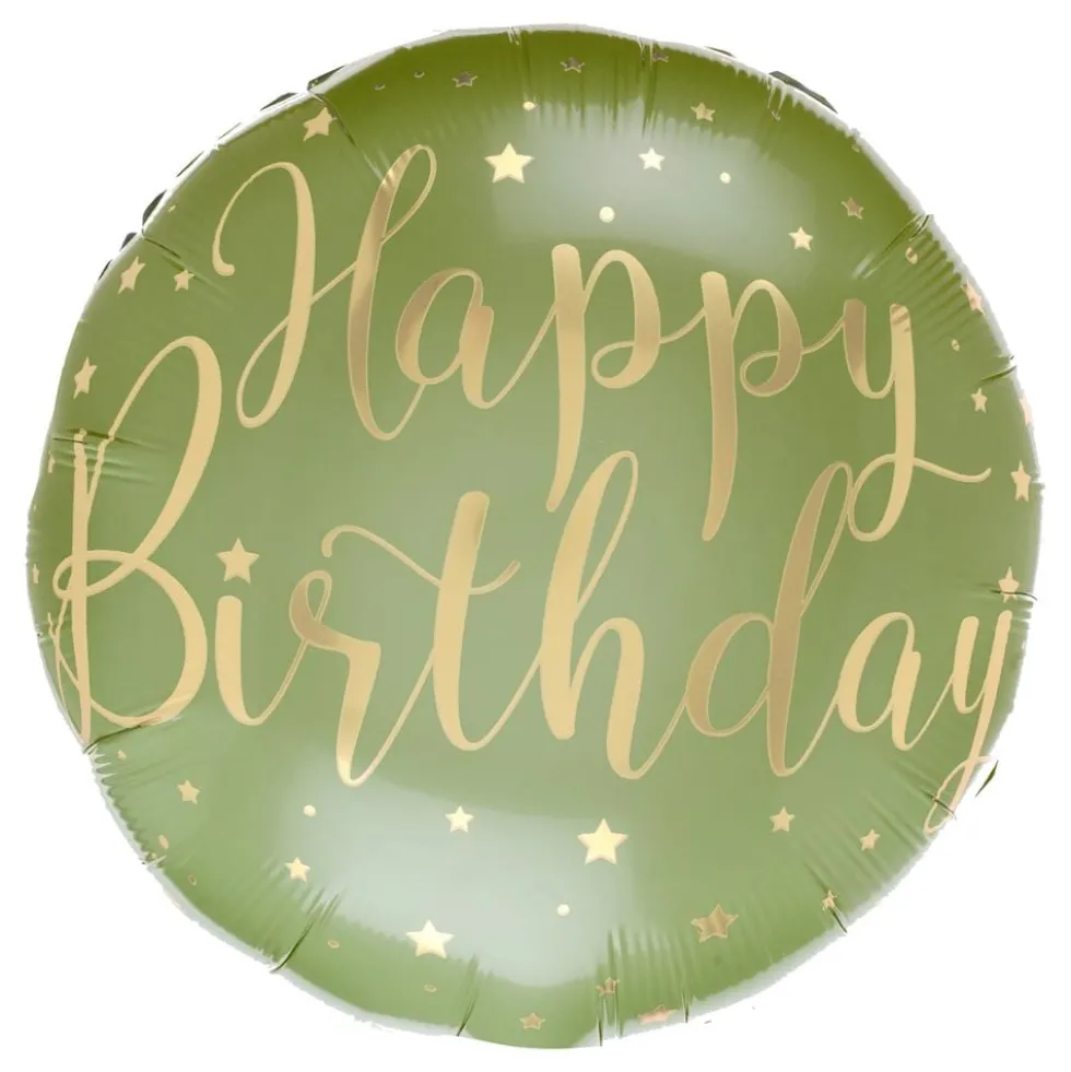 Folioilmapallo Happy Birthday Vihreä/Kulta
