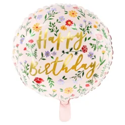 Folioilmapallo Happy Birthday Kukat