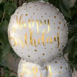 Folioilmapallo Happy Birthday Valkoinen/Kulta