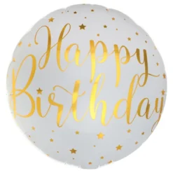 Folioilmapallo Happy Birthday Valkoinen/Kulta