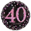 Folioilmapallo 40 Happy Birthday Vaaleanpunainen Sparkling