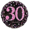 Folioilmapallo 30 Happy Birthday Vaaleanpunainen Sparkling