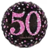 Folioilmapallo 50 Happy Birthday Vaaleanpunainen Sparkling