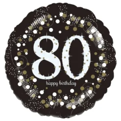 Folioilmapallo Pyöreä Sparkling Bithday 80