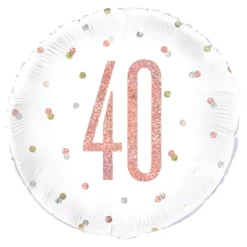 Folioilmapallo 40 Valkoinen/Ruusukulta Pilkullinen