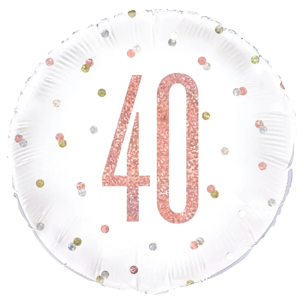 Folioilmapallo 40 Valkoinen/Ruusukulta Pilkullinen
