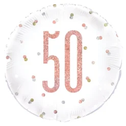 Folioilmapallo 50 Valkoinen/Ruusukulta Pilkullinen