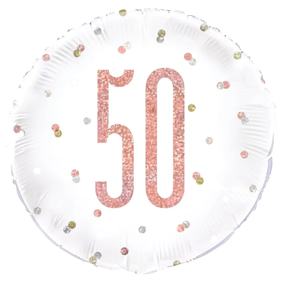 Folioilmapallo 50 Valkoinen/Ruusukulta Pilkullinen