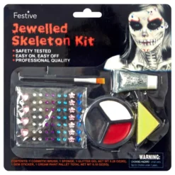 Halloweenmeikki Luuranko Jalokivillä