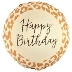 Happy Birthday -leopardi-kuvioitu folioilmapallo