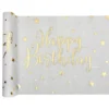 Happy Birthday -pöytäliinaraita Valkoinen/Kulta