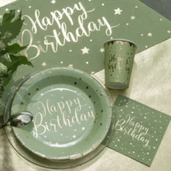 Happy Birthday -pöytäliinaraita Vihreä/Kulta