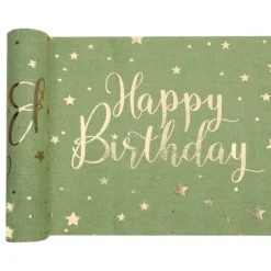 Happy Birthday -pöytäliinaraita Vihreä/Kulta