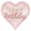Happy Birthday - Sydän Folioilmapallo Vaaleanpunainen Pastelli