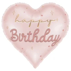 Happy Birthday - Sydän Folioilmapallo Vaaleanpunainen Pastelli