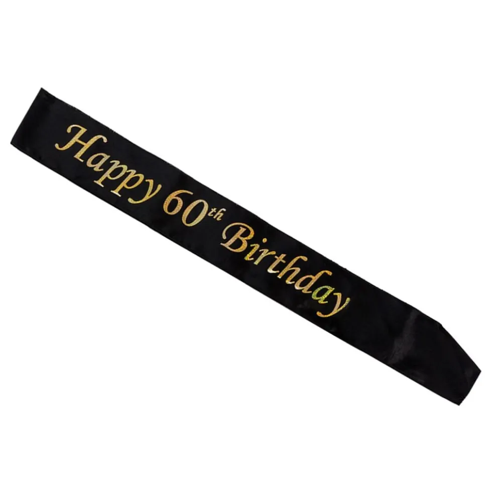 Happy 60th Birthday -olkanauha Musta/Kulta