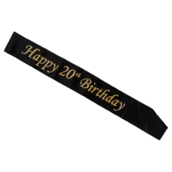 Happy 20th Birthday -olkanauha Musta/Kulta