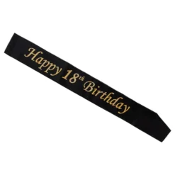 Happy 18th Birthday -ordensnauha Musta/Kulta