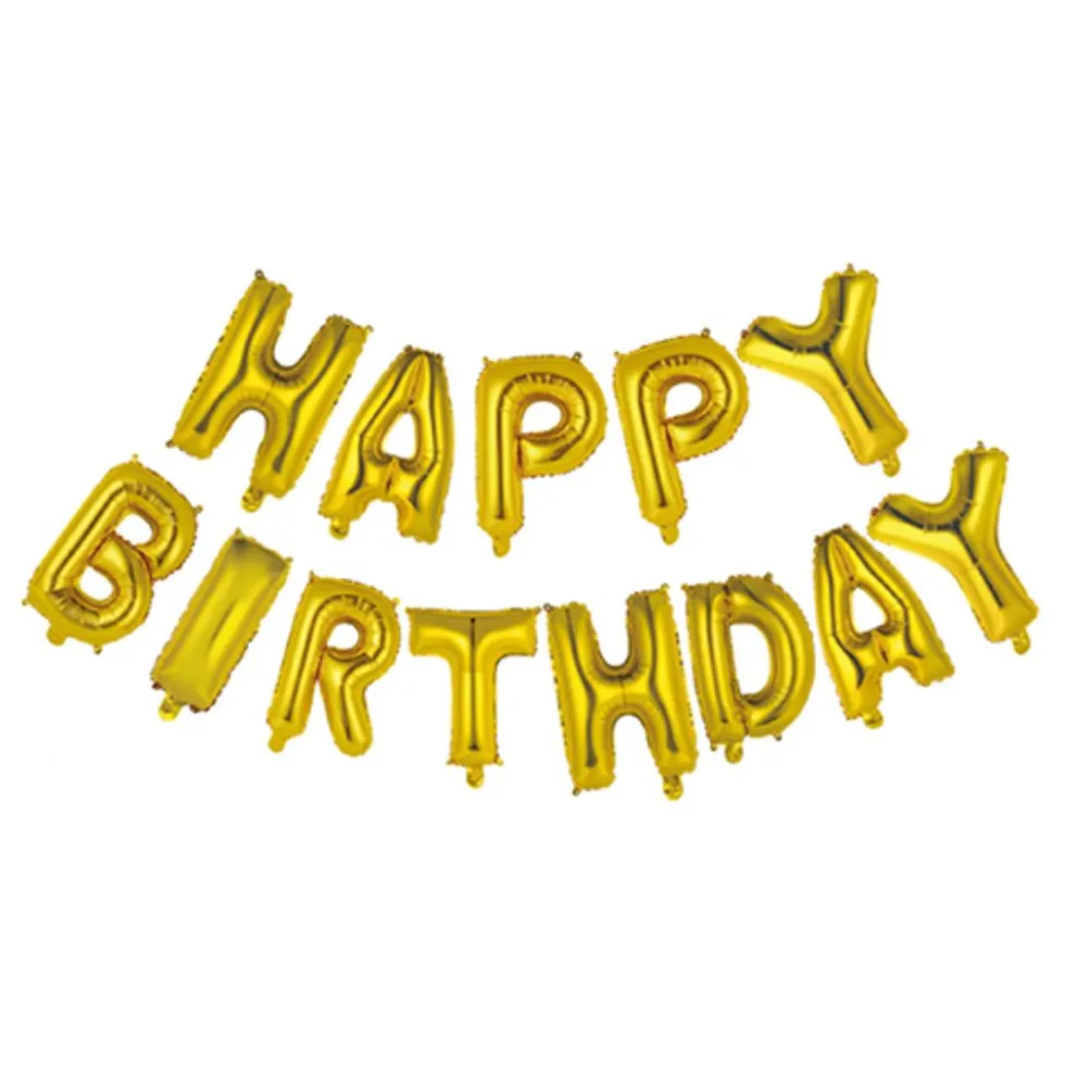 Ilmapalloviirinauha Happy Birthday Kulta