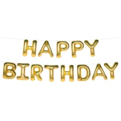 Ilmapalloviirinauha Happy Birthday Kulta
