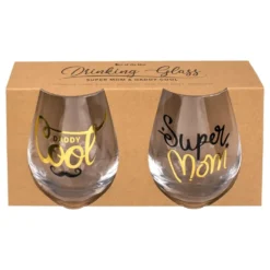 Juomalasisetti Super Mom & Daddy Cool